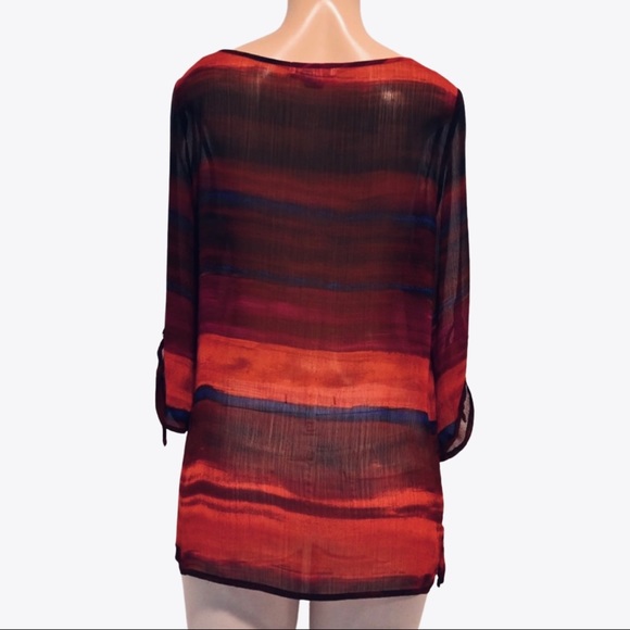 Liz Claiborne Petite Sheer Orange Tunic - Picture 3 of 6